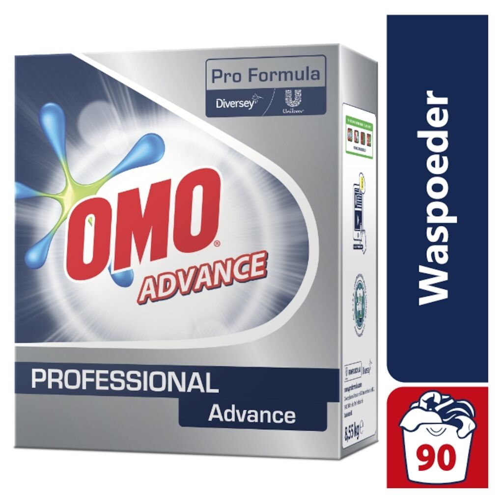 Omo Pro Formula Advance Waspoeder 8.55kg - Enzymatisch poederwasmiddel geschikt voor de gekleurde en witte was, ideaal om hardnekkige vlekken te verwijderen - 90 wasbeurten